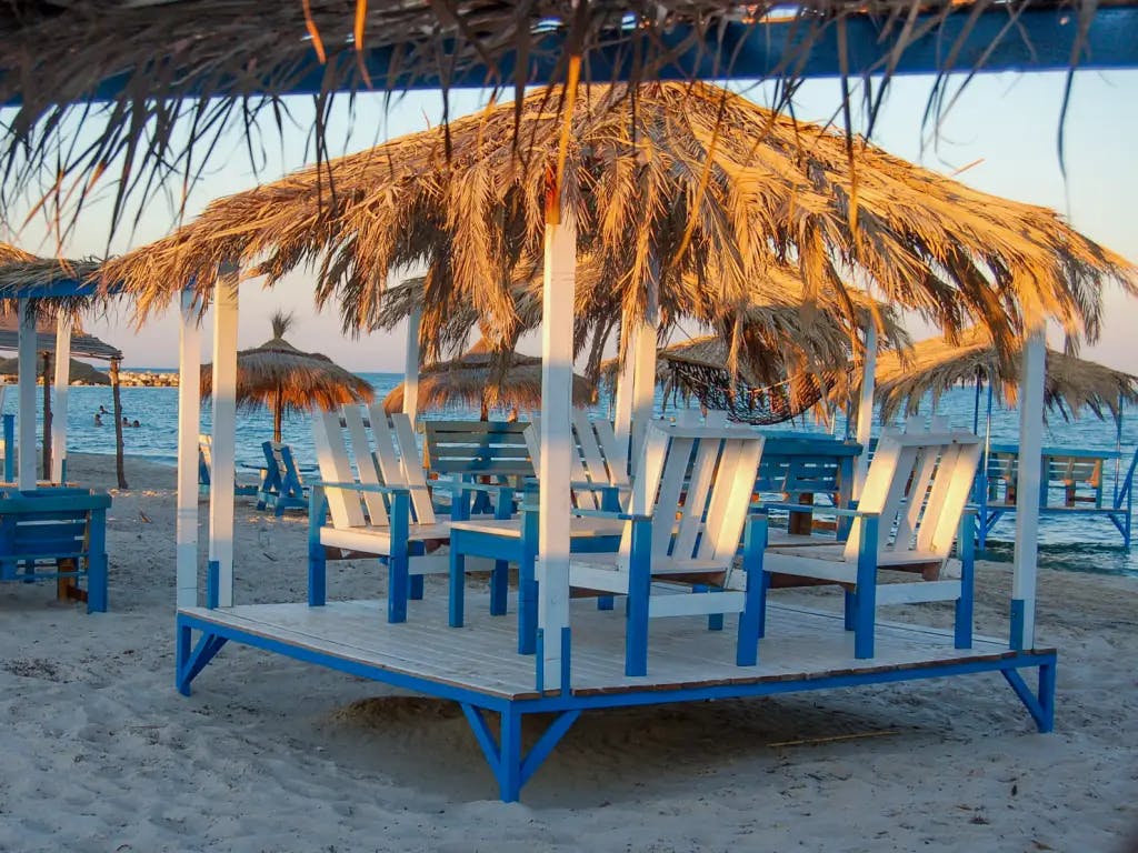 Il Capo à Plage Sidi Ali Mekki, Ghar El Melh, Bizerte, Tunisie, Men..